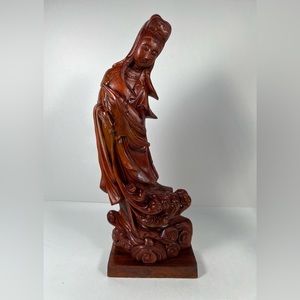 Chinese Boxwood Hand Carved Statue Of Mercy  Exquisite  Worth Collecting